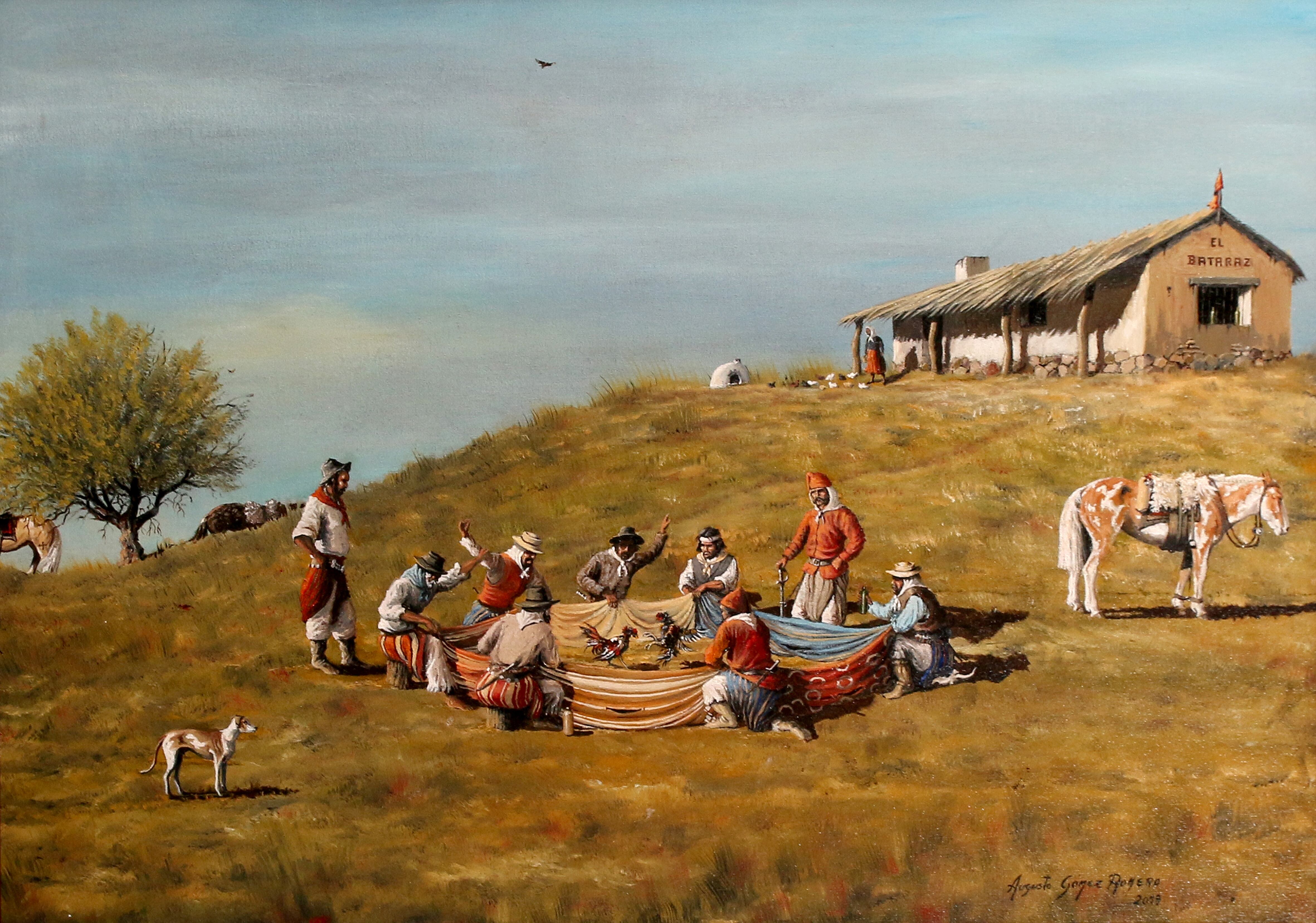 Muestra de pintura costumbrista de Augusto Gómez Romero, expuesto en la localidad bonaerense de Azul en 2022