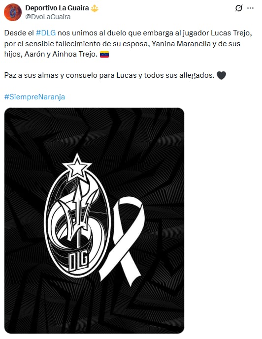 Deportivo La Guaira publicó un comunicado sobre la situación de los familiares de Lucas Trejo