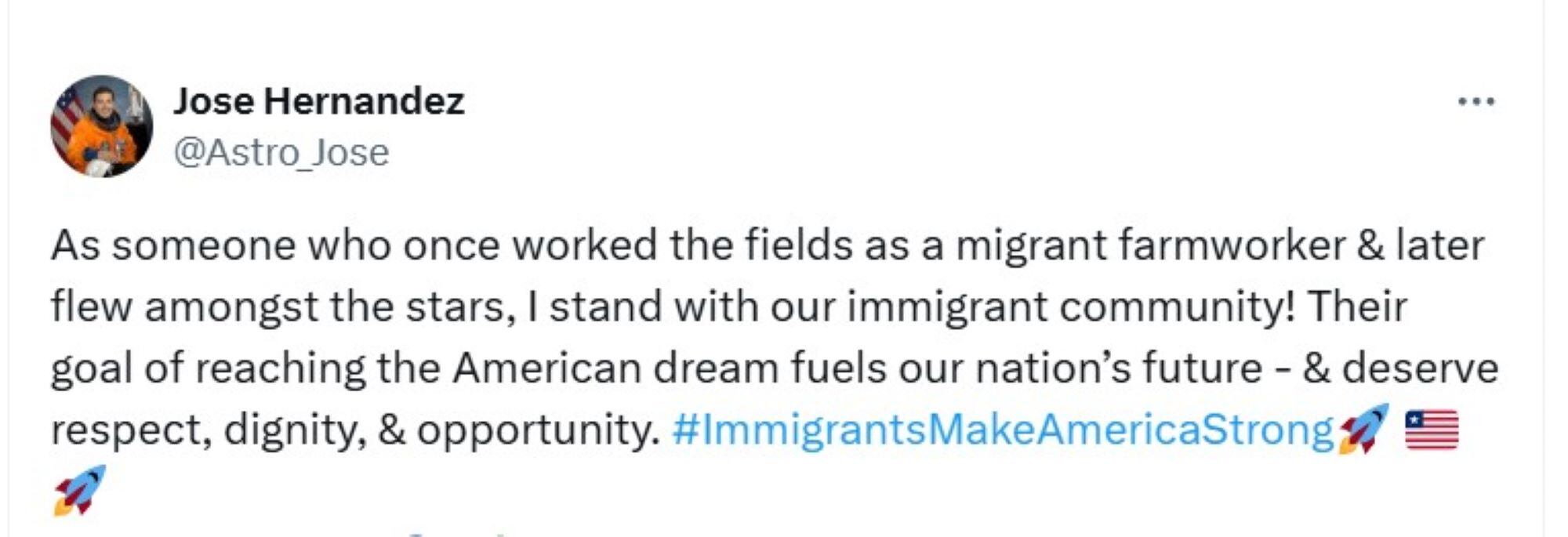 José Hernández alzó su voz por los migrantes: