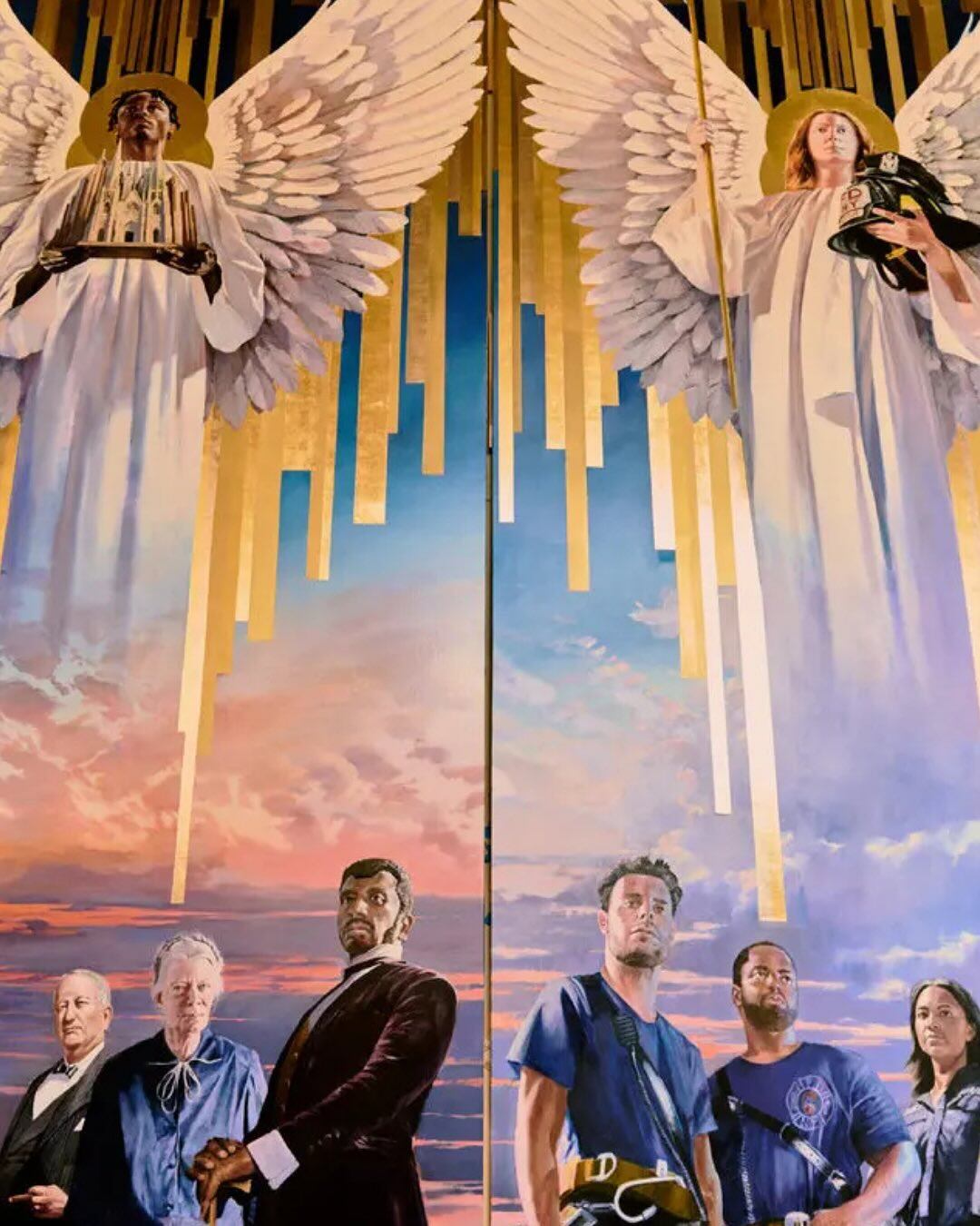 Mural que celebra a los migrantes en la Catedral de San Patricio (Instagram @newyorkacademyofart)