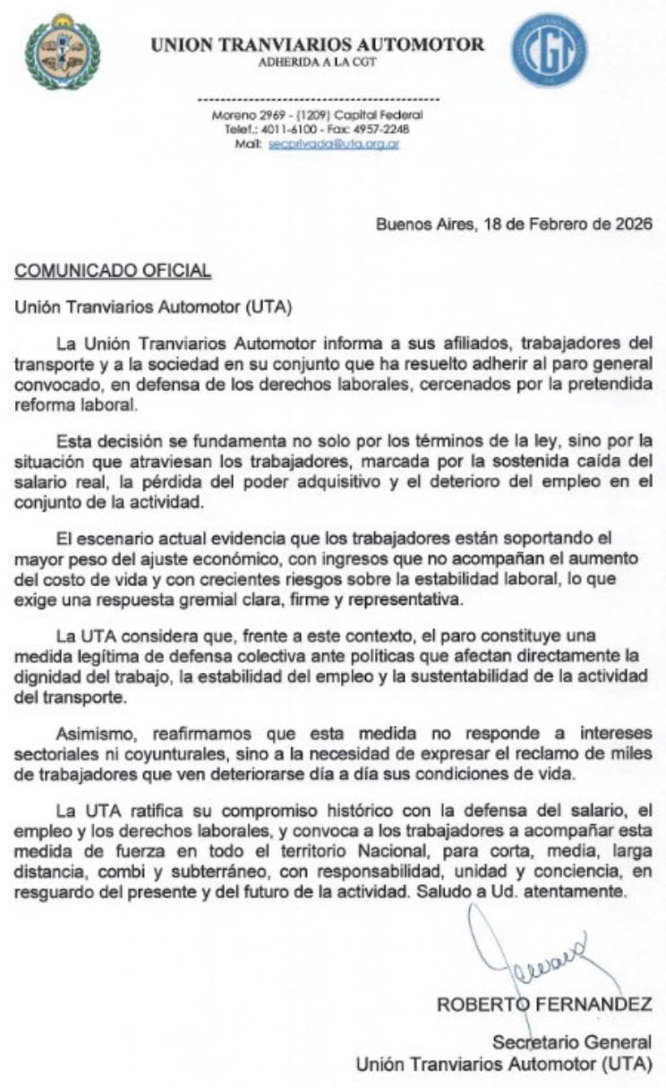 La paralización afectará los servicios de pasajeros de corta, media y larga distancia en todo el país