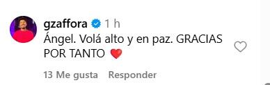 Guido Záffora se sumó a los mensajes de despedida