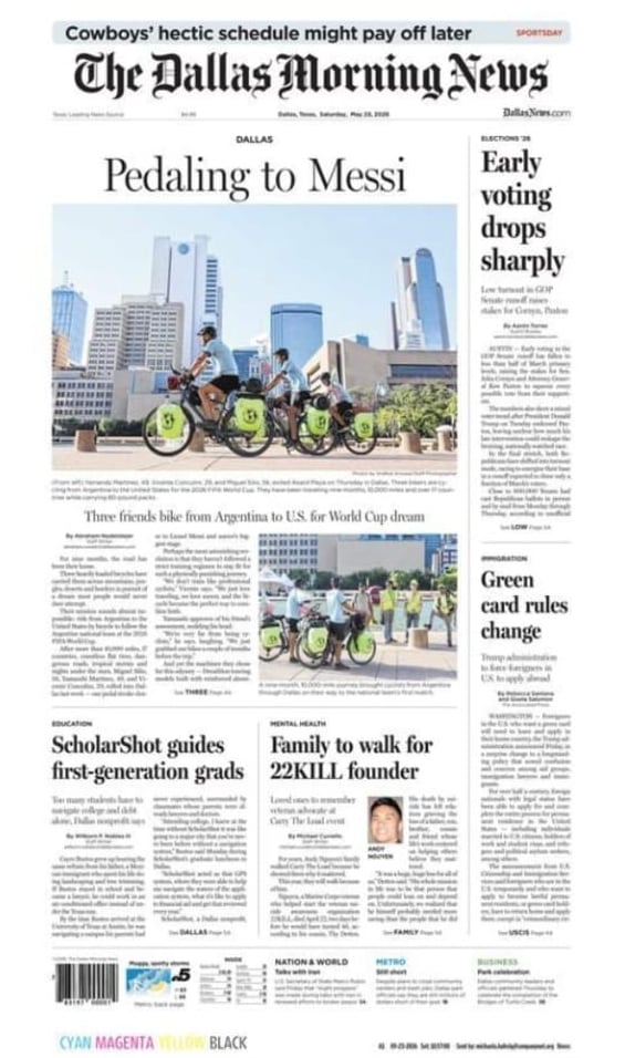 Nota de tapa en el diario The Dallas Morning News