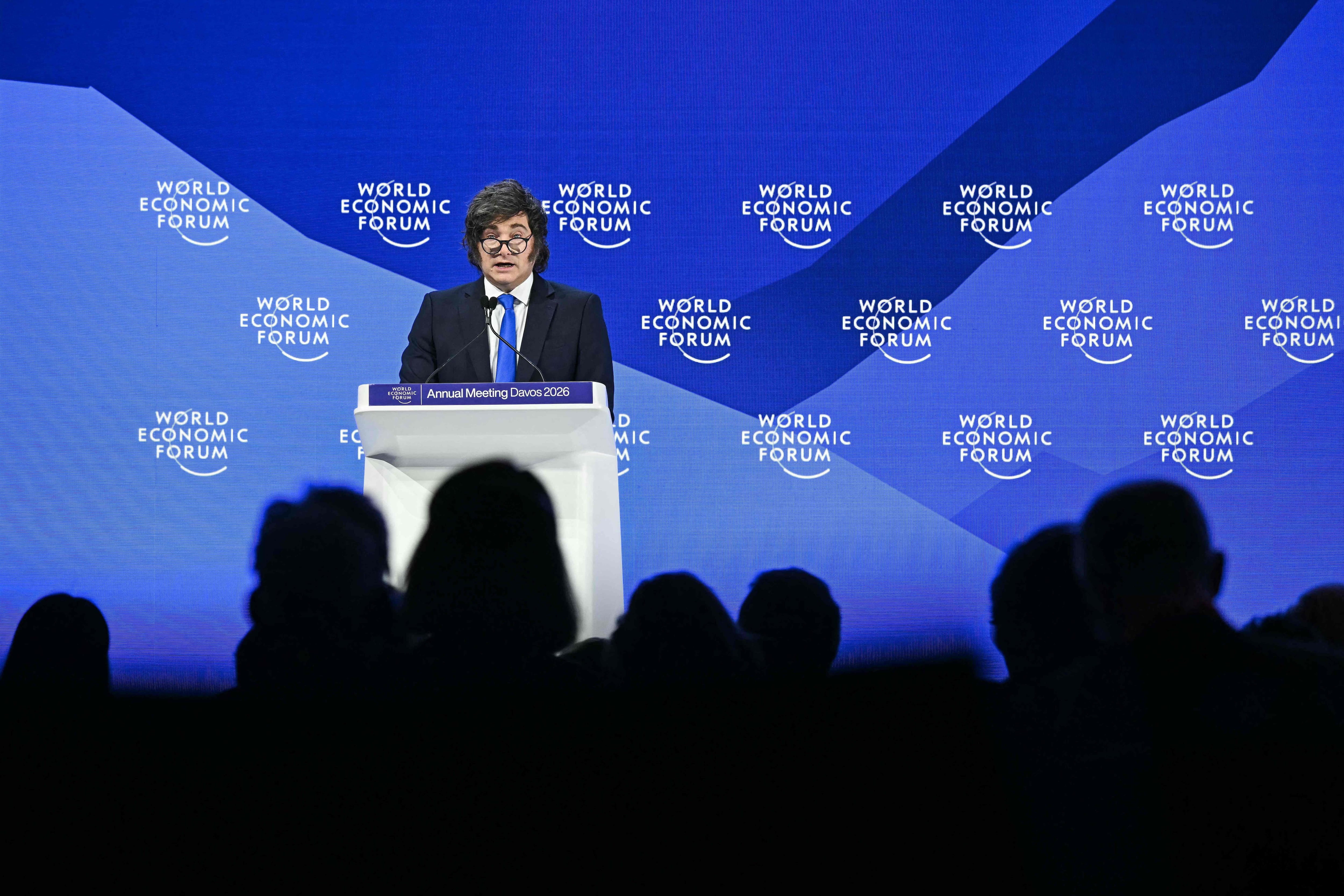 Javier Milei, hoy, en la exposición en el Foro de Davos (Foto: Fabrice COFFRINI / AFP)