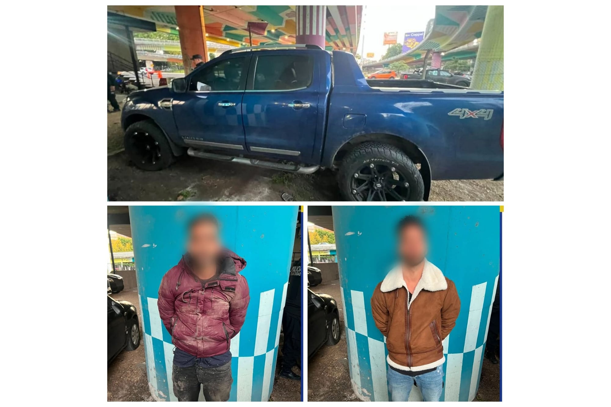 La camioneta secuestrada y los dos exfutbolistas