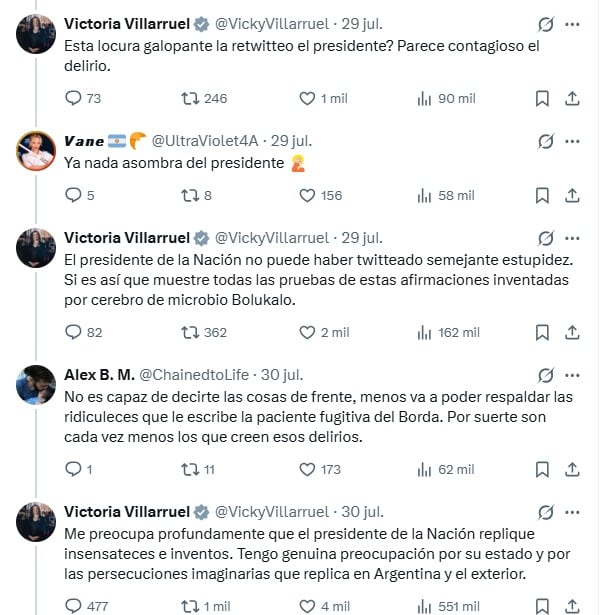 Los mensajes que había publicado Villarruel la semana pasada sobre el