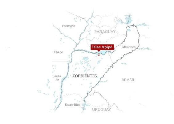 La zona del conflicto entre la Prefectura paraguaya y los pescadores correntinos