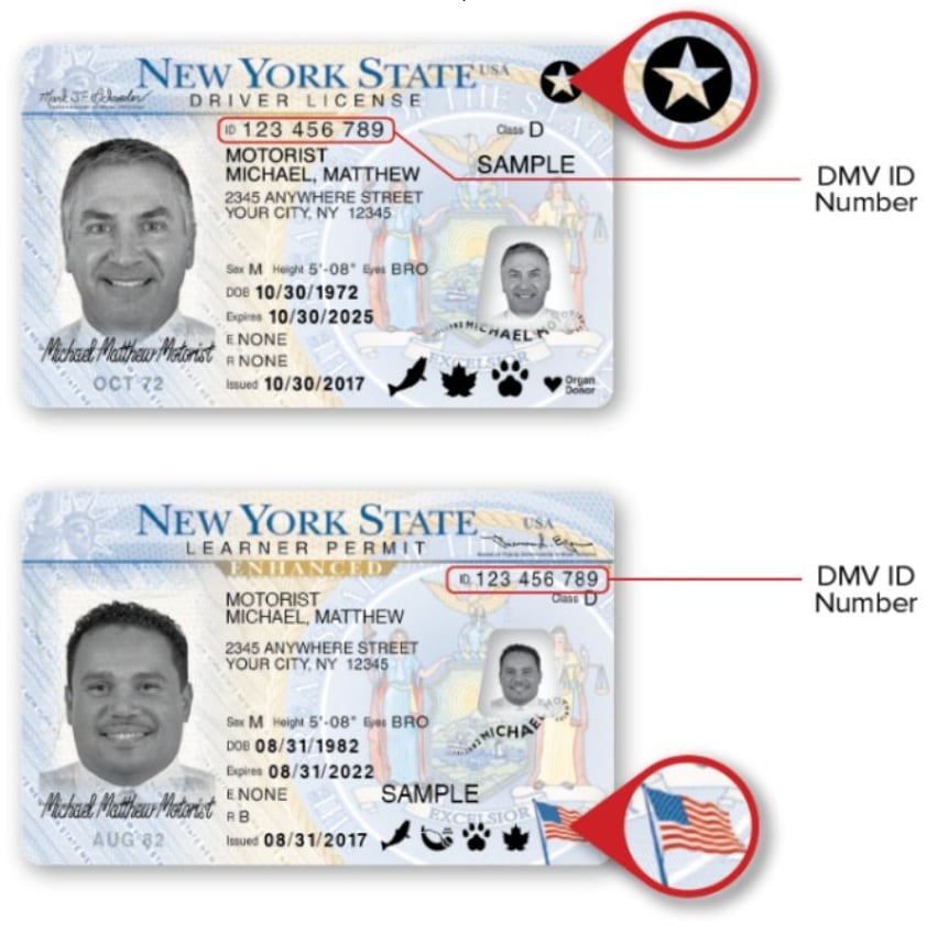 La REAL ID incluye una estrella en la parte superior de la tarjeta, mientras que la Enhanced ID muestra una bandera de EE.UU.