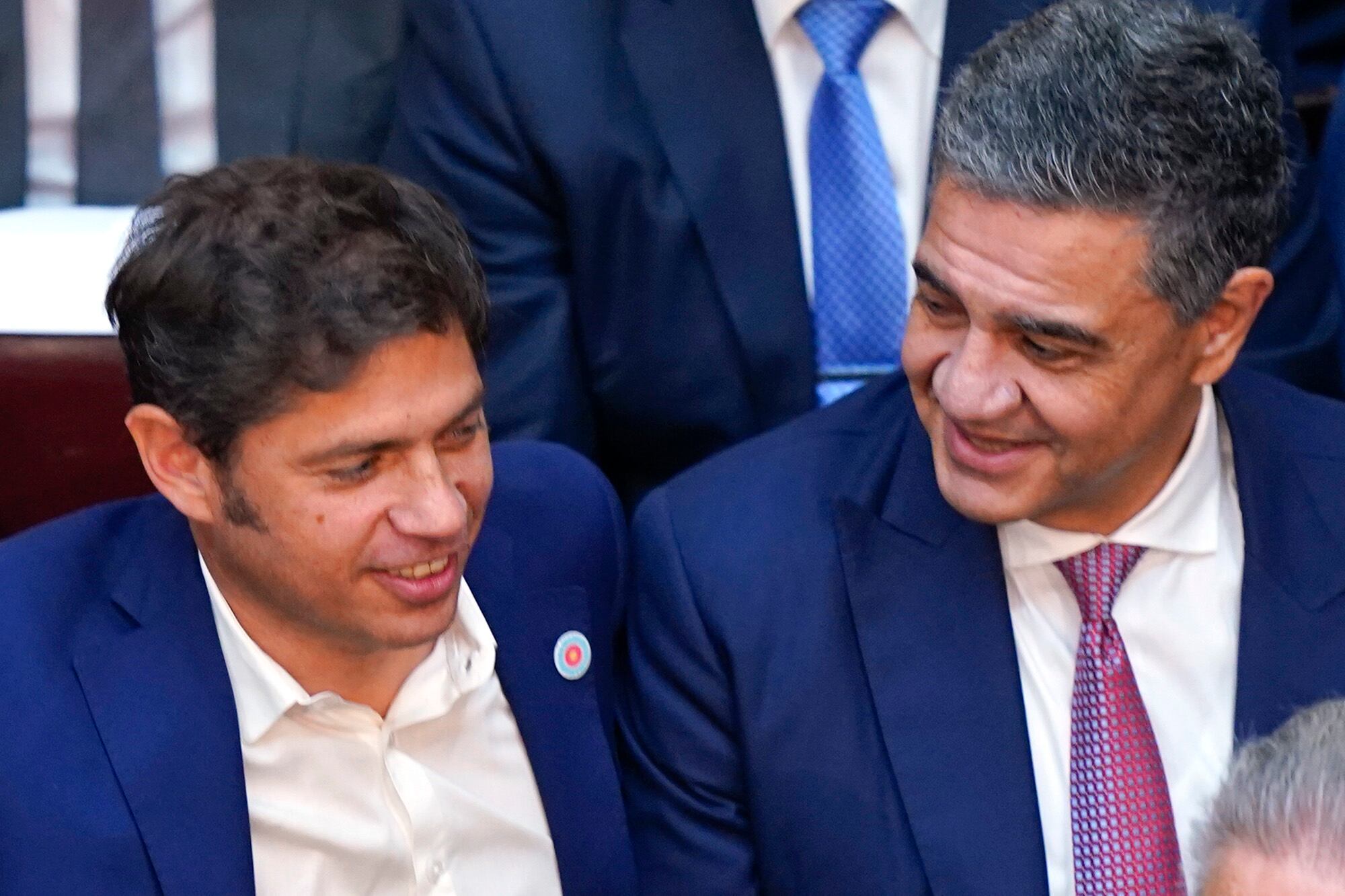 Kicillof y Jorge Macri, durante la asuncion presidencial de Javier Milei