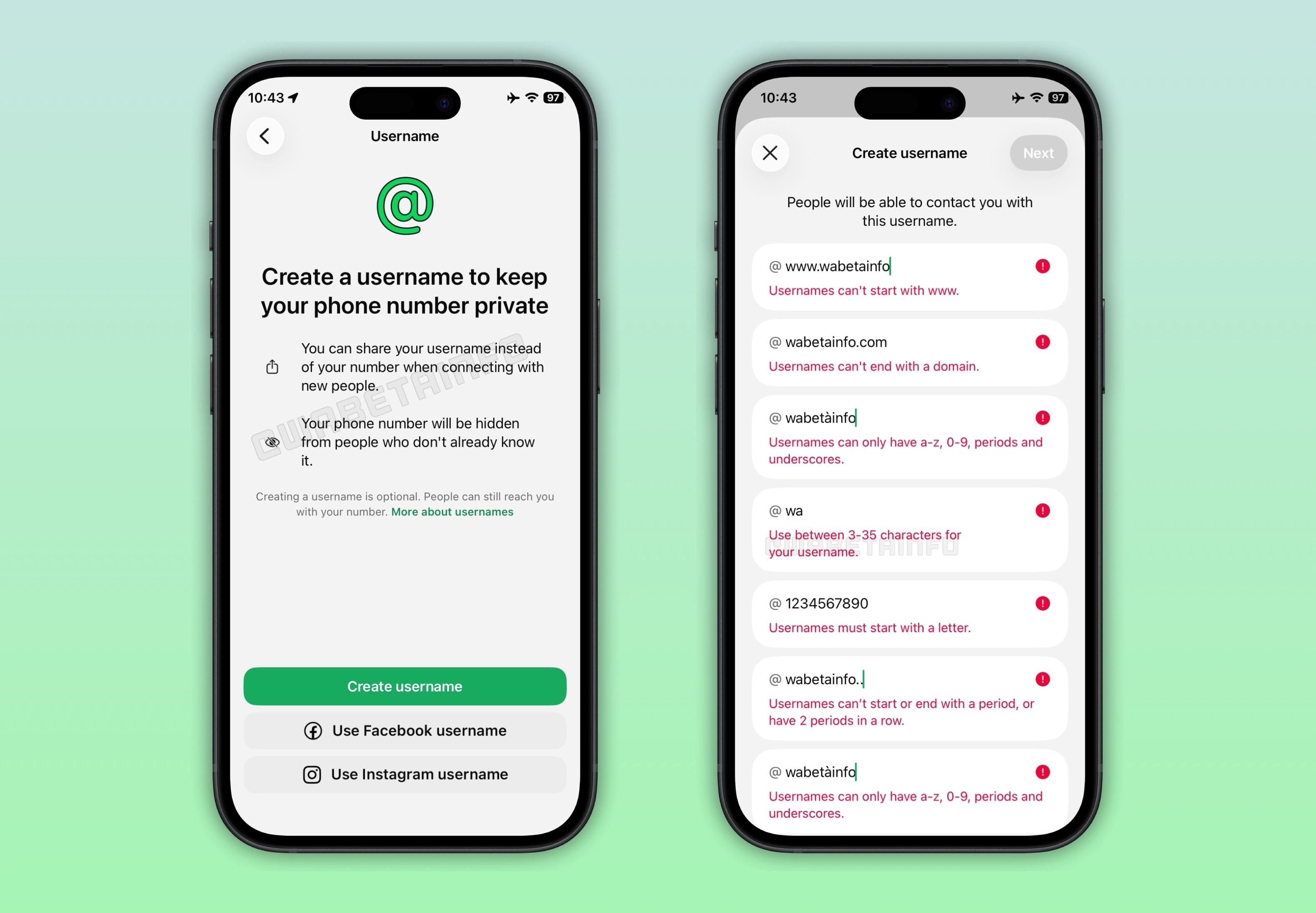 La herramienta de configuración de nombres de usuario que WhatsApp está probando