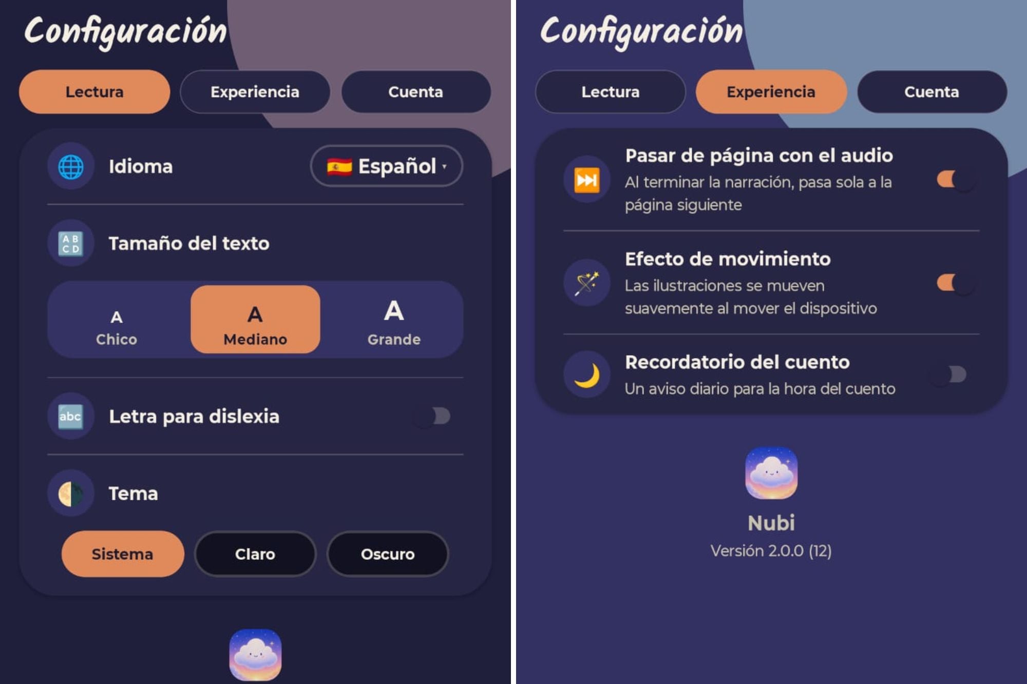 Dentro de la configuración de la app, se destaca la herramienta especial para personas con dislexia