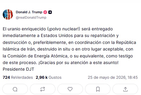 El nuevo posteo de Trump sobre Irán