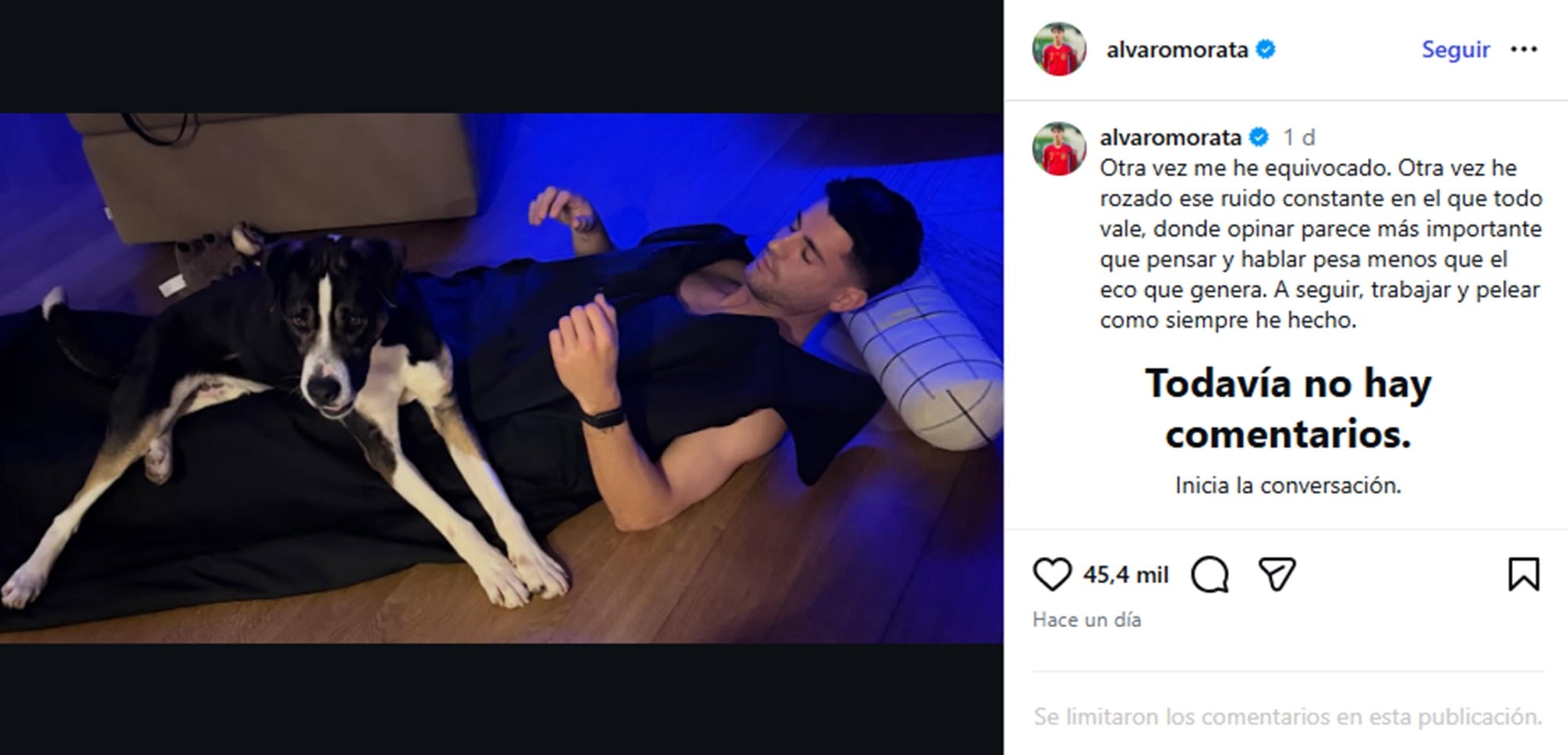 Álvaro Morata lanzó un enigmático mensaje en sus redes