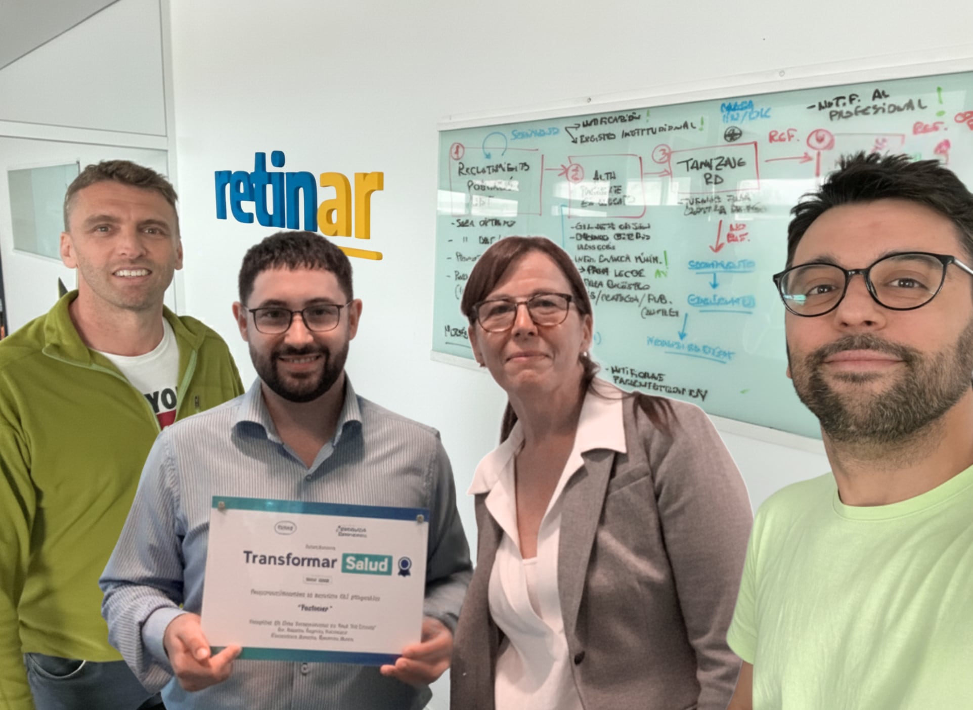 Ignacio Larrabide, Franco Arellano, Mercedes Leguía e Ignacio Orlando, parte del equipo de de Retinar