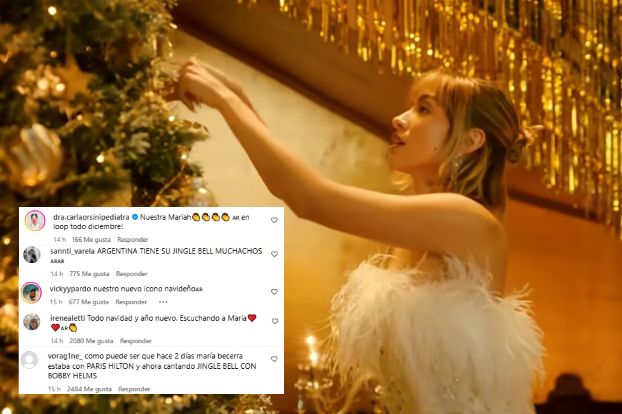 Los fanáticos le dieron el visto bueno a la nueva canción de Becerra y en los comentarios la consideraron como el nuevo hit navideño (Foto: Captura de video / Instagram @mariabecerra)