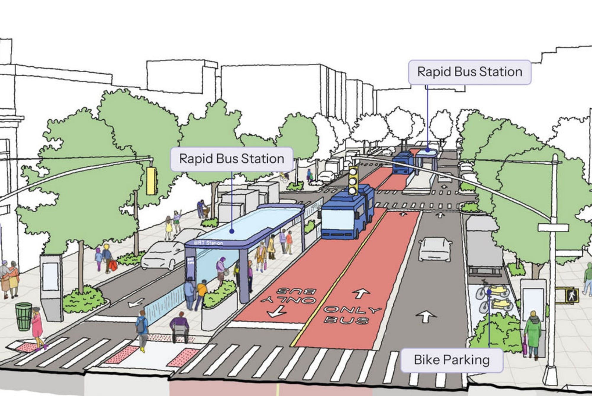Como parte del plan se crearán más carriles exclusivos para autobuses