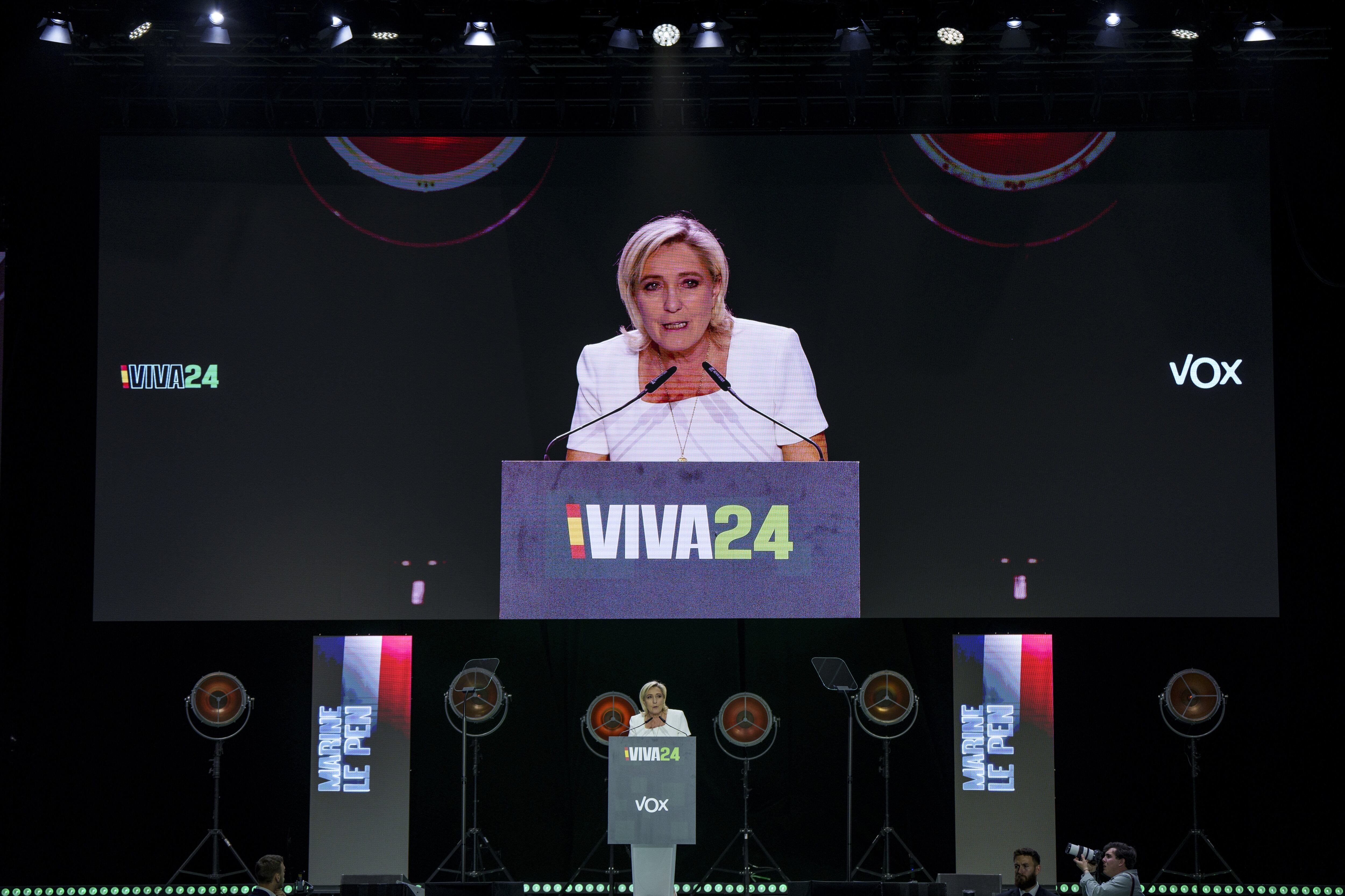 La líder del partido de extrema derecha francés Rally Nacional, Marine Le Pen