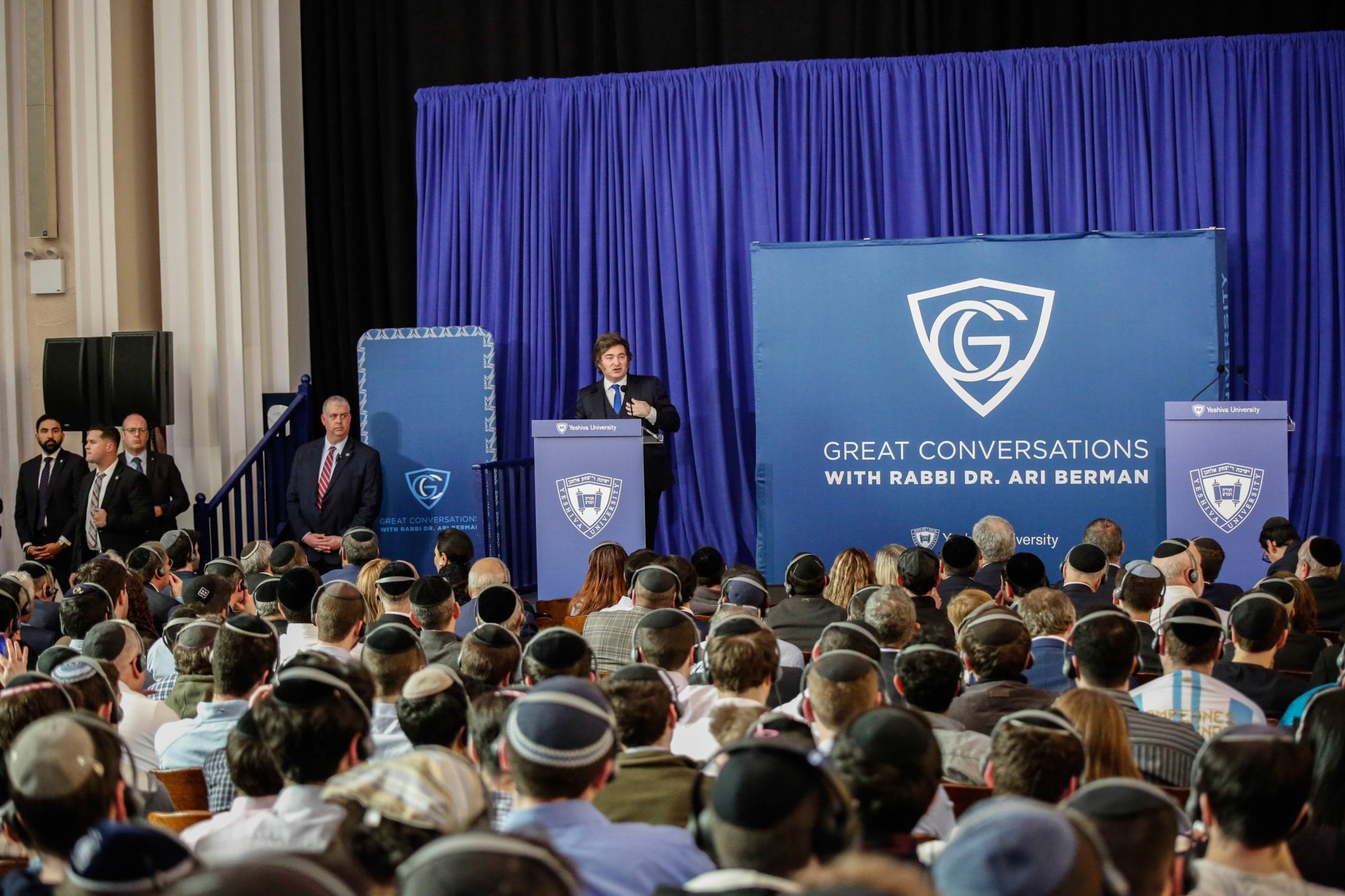 Milei, en la disertación en la Universidad Yeshiva, en Nueva York