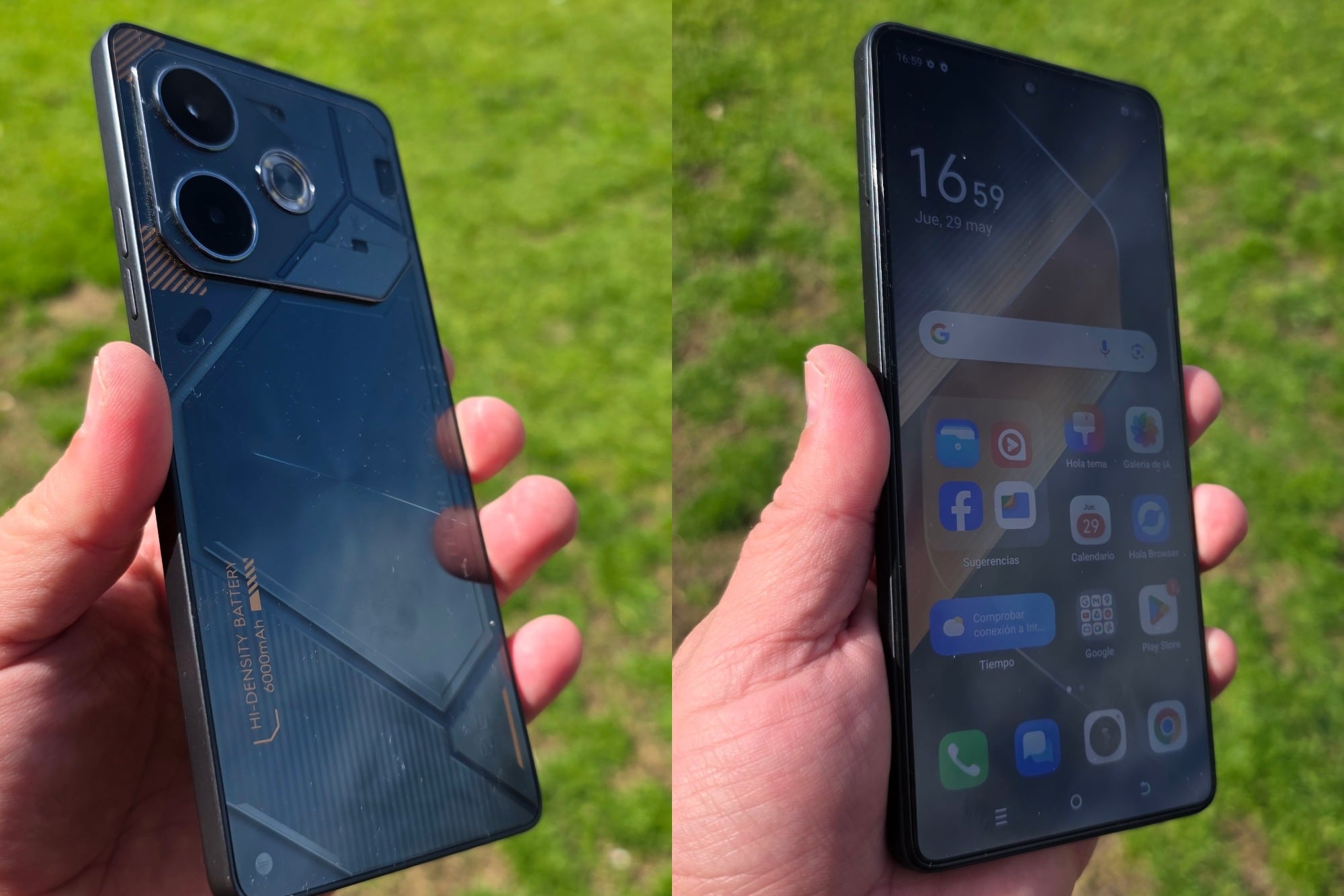 El Pova 6 tiene una pantalla de 6,67 pulgadas que llega a los 120 Hz y tiene un brillo adecuado para ser usado al aire libre