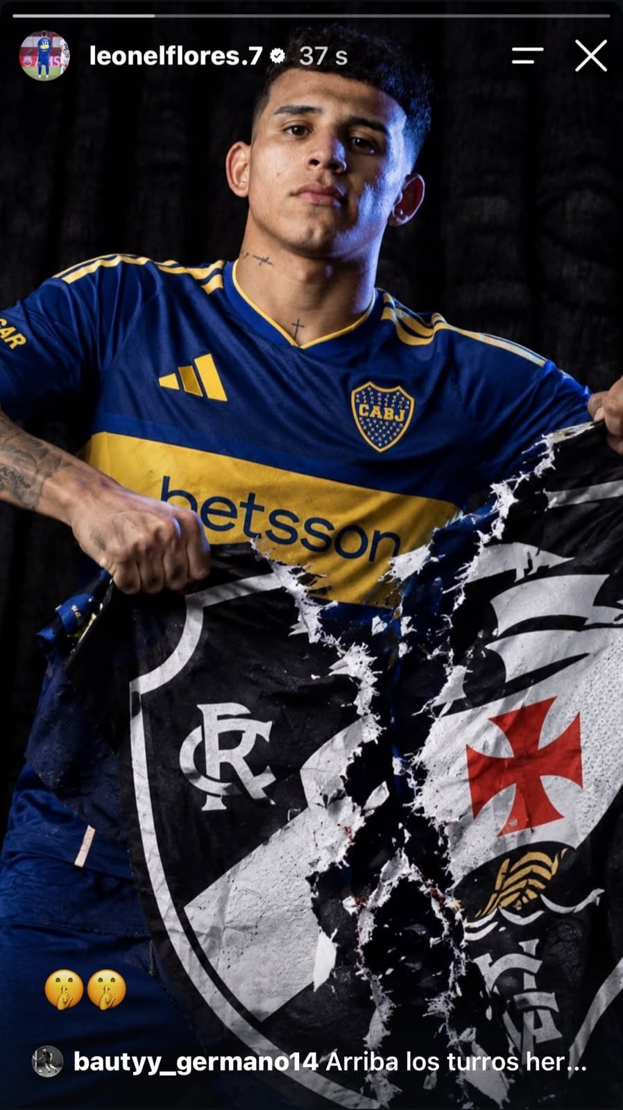 El posteo de Leonel Flores contra Vasco da Gama que después borró y el reto que recibió de Arruabarrena 6 El posteo que hizo Leonel Flores y que tuvo que borrar