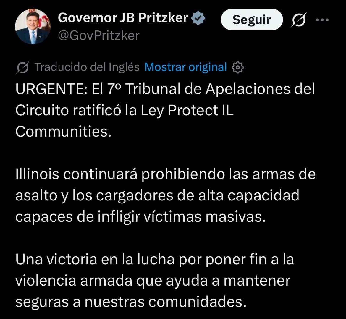 La reacción de Pritzker tras la ratificación del fallo en Illinois