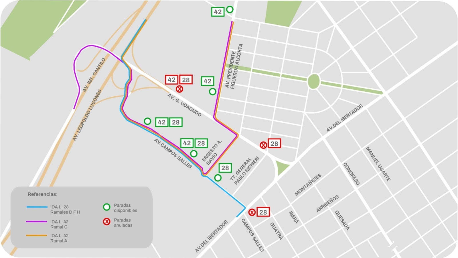 Las nuevas paradas de colectivos