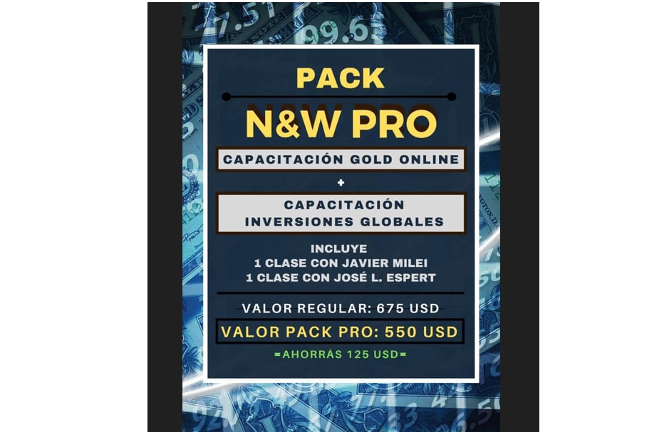 El flyer de la clases de Milei y Espert, recuperado del celular de Novelli