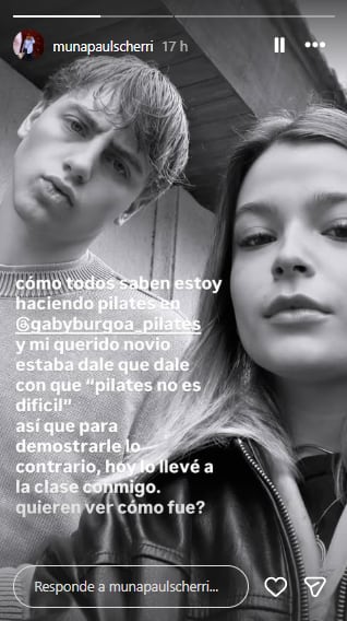 Muna, la hija de Agustina Cherri y Gastón Pauls, contó que llevó a su novio a una clase de pilates para demostrarle que no era tan fácil como pensaba (Foto: Instagram @munapaulscherri)