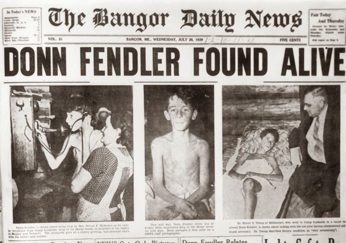 Portada del diario Bangor Daily News sobre la noticia de Donn Fendler (friendsofbaxter.org)