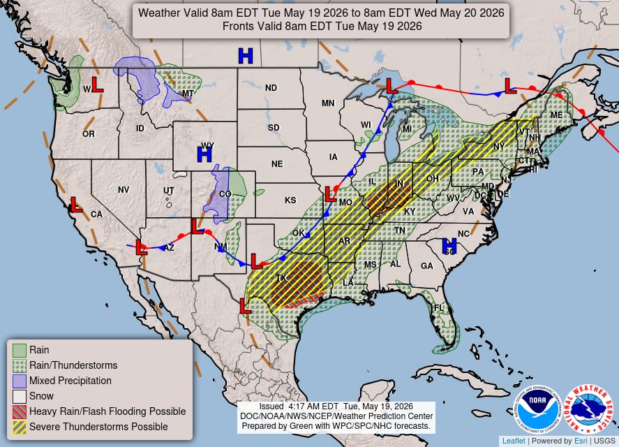 Meteorólogos vigilan la formación de tormentas supercelulares en el centro y norte de Texas, alimentadas por una combinación de humedad tropical y fuerte calentamiento diurno