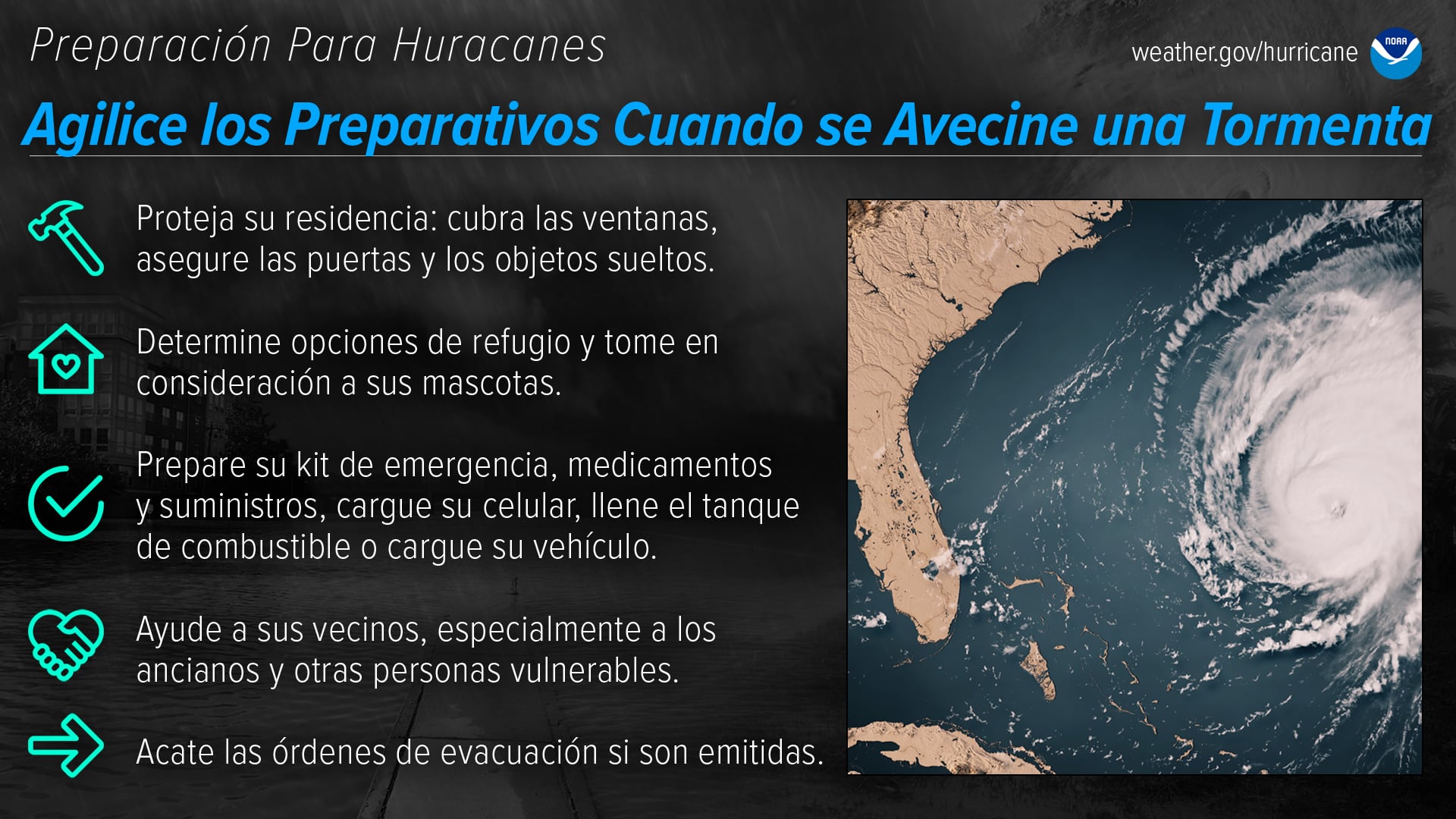 A pesar de que lo ideal es hacer las cosas con tiempo, la NOAA explicó cómo actuar ante la llegada inminente de la tormenta