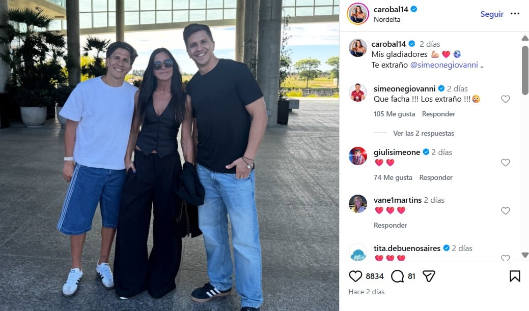 Carolina Baldini con sus dos hijos: Giuliano y Gianluca