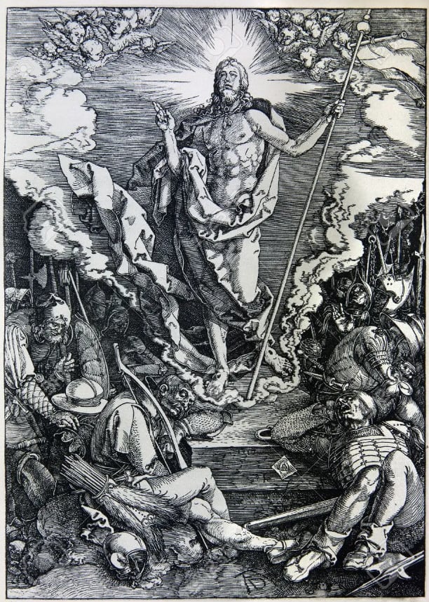 La resurrección de Cristo, celebrada el Domingo de Pascua, en una litografía de Alberto Durero