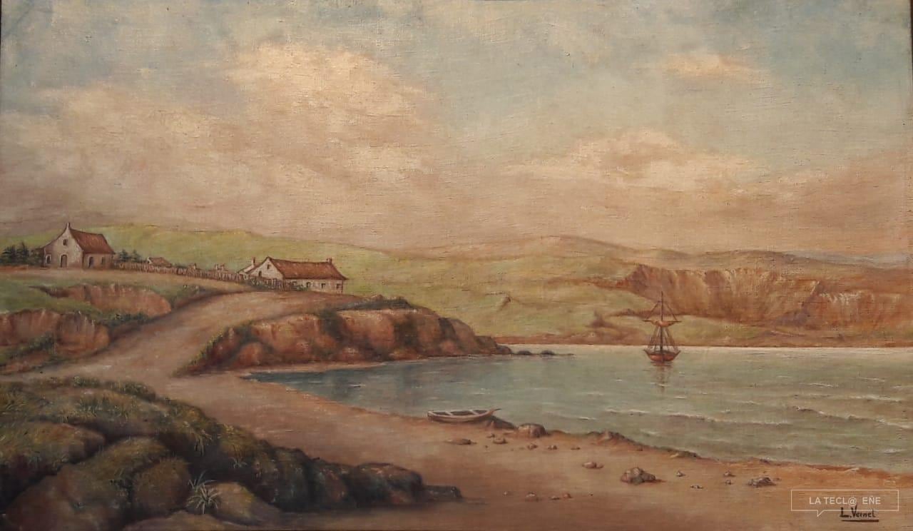 Óleo de Luisa Vernet. Puerto Soledad en 1829