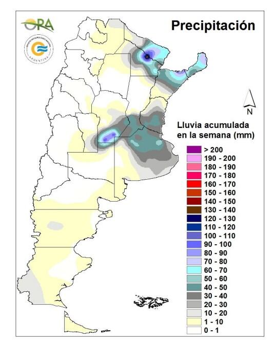 Precipitaciones de la última semana a nivel país