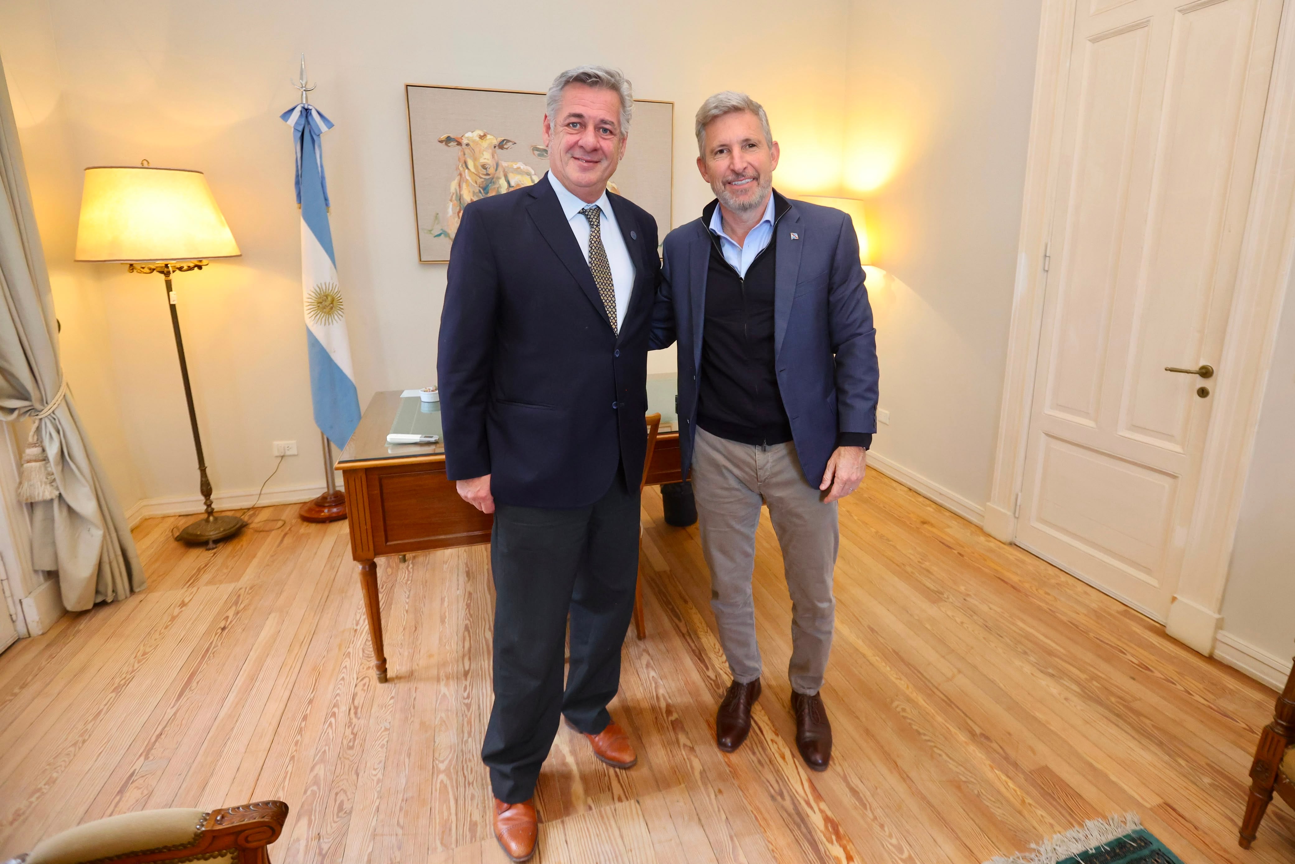 Nicolás Pino, presidente de la Rural, y Rogelio Frigerio, gobernador de Entre Ríos