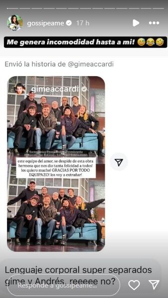 El llamativo espacio entre Andrés Gil y Gimena Accardi que dio de qué hablar