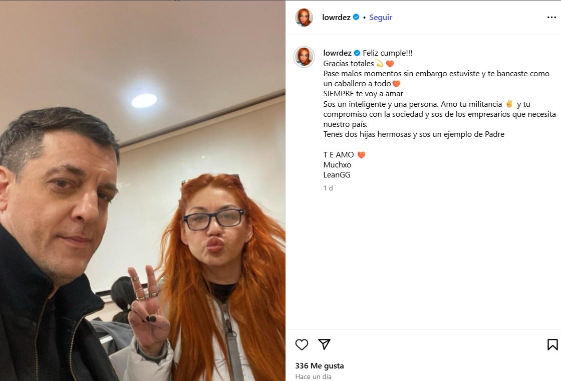 Buscan a Lourdes de Bandana: los llamativos mensajes en su cuenta de Instagram 8 El posteo de Lourdes de Bandana con  Leandro Esteban García Gómez, su expareja