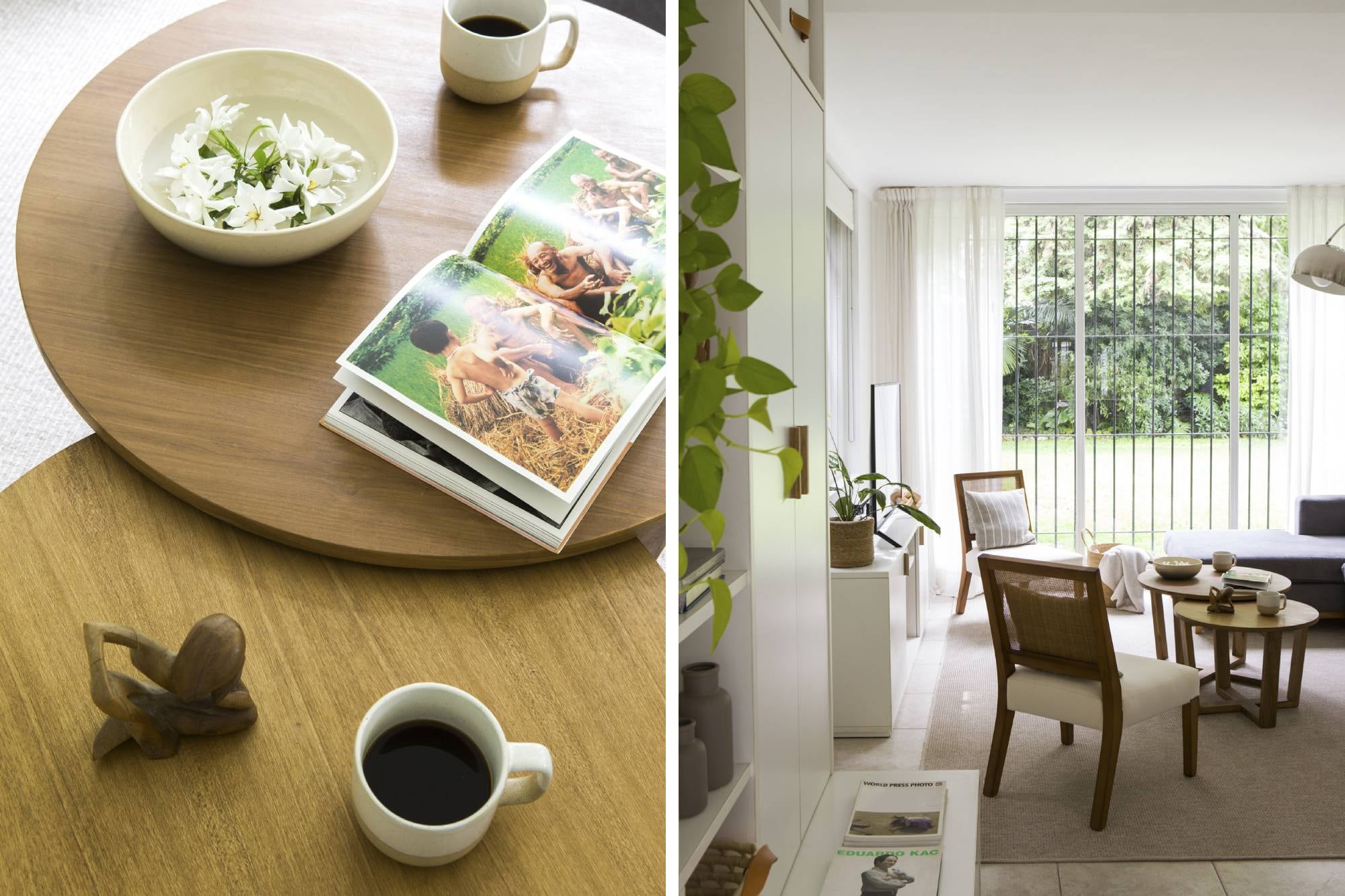 Mesas bajas en petiribí con hidrolaca (Camila Renner)