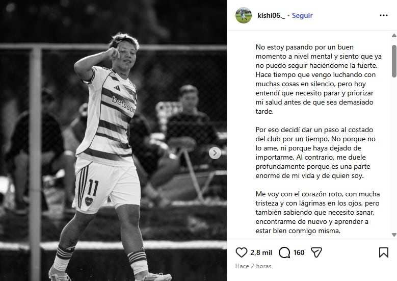 El posteo de Núñez en Instagram