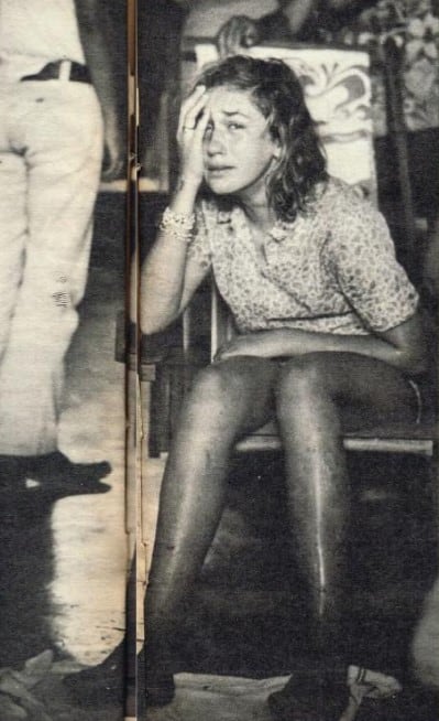 Herta Zehnder tras ser rescatada de la selva donde cayó el avión en el que viajaba con su familia, 1974 (Foto: Gente)