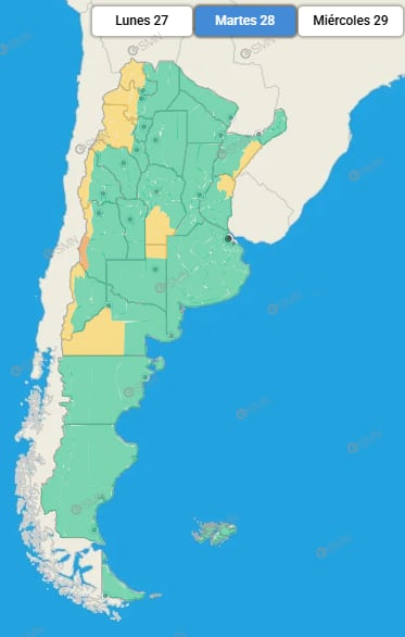 Las regiones afectadas según el SMN