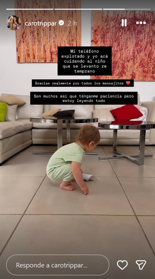 La influencer agradeció el acompañamiento de su comunidad luego de compartir la noticia (Captura: Instagram @carotrippar)