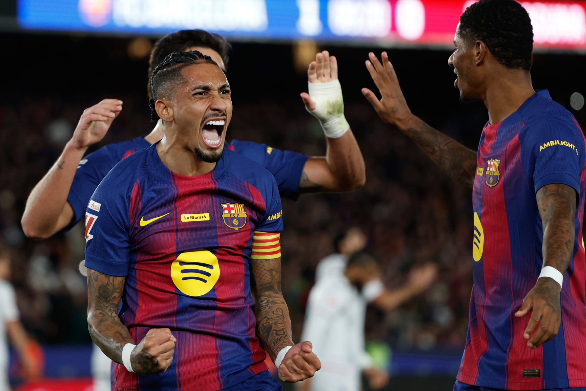 El doble grito de Raphinha