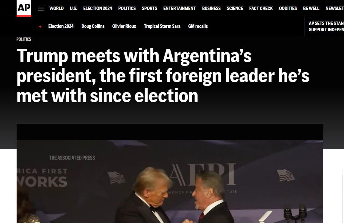 El encuentro de Milei y Trump, en AP