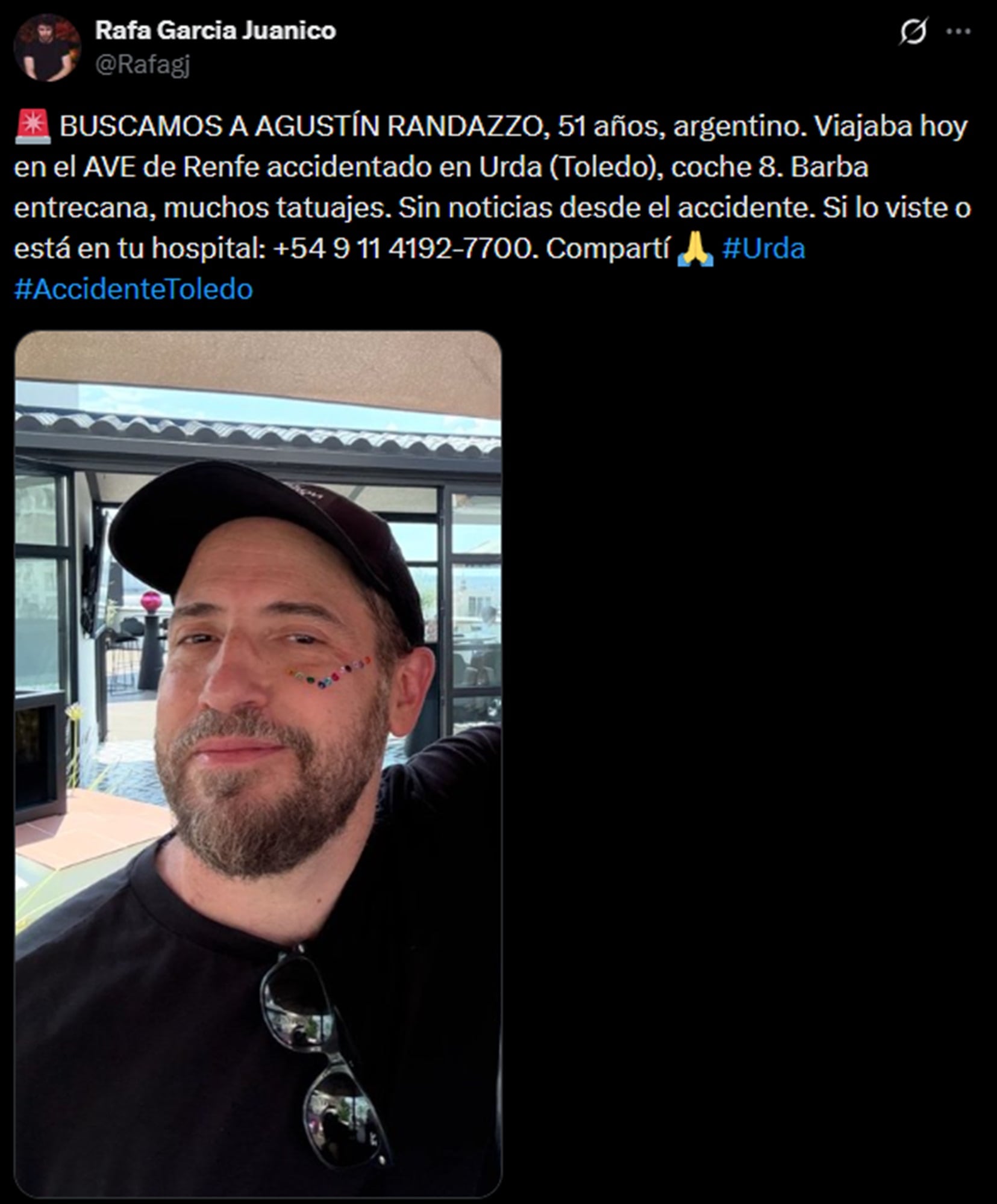 Rafael García Junicol se encargó de publicar una foto de Agustín Randazzo