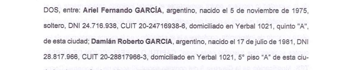 Domicilio de los García en Yerbal 1021