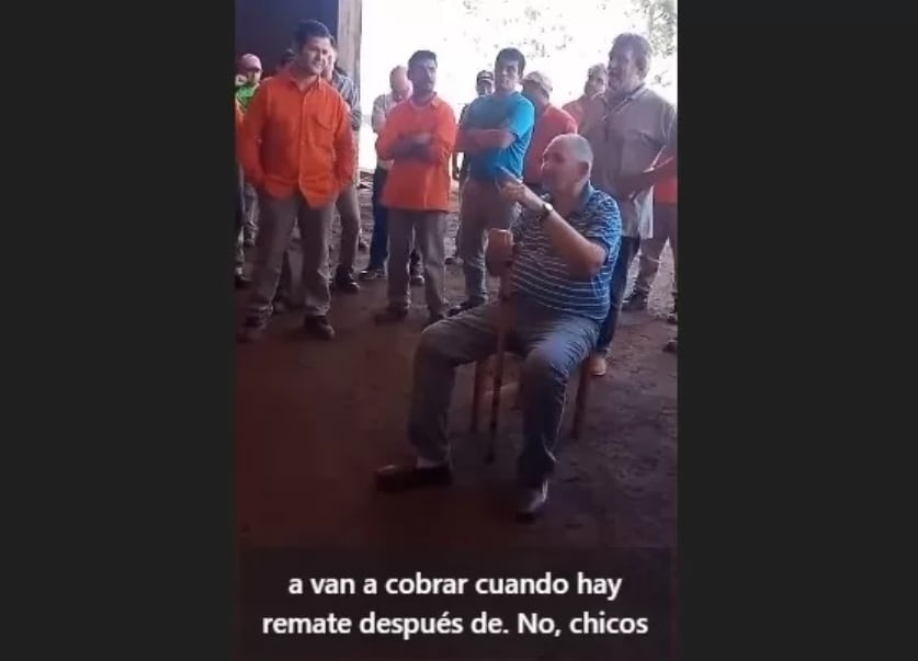 Juan Carlos Lorenzo, uno de los dueños de Linor SRL, en un video que se viralizó de mayo de 2025, cuando les dijo a sus empleados que si no querían trabajar más sin cobrar, no había problema, pero iban a percibir sus haberes