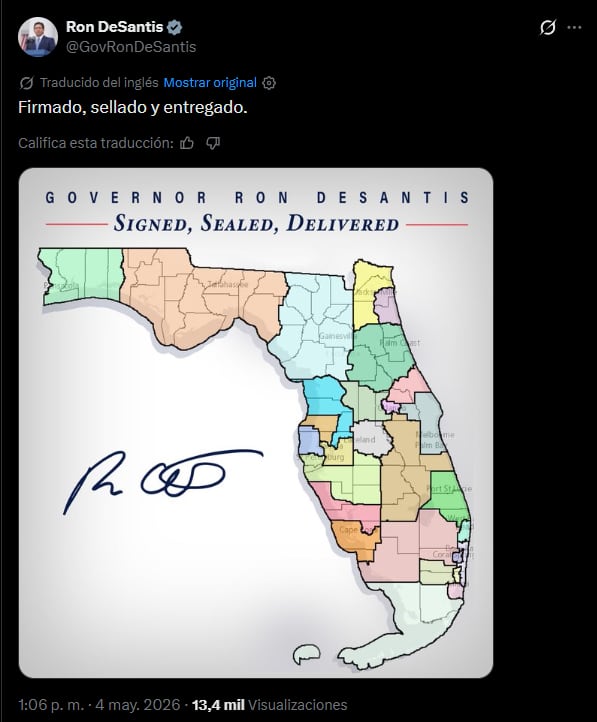 Los nuevos mapas congresionales aprobados por DeSantis en Florida