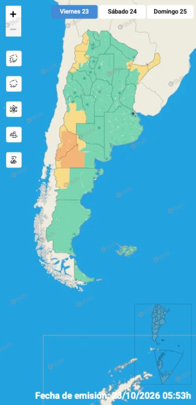 El mapa de alertas del SMN para este viernes